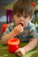 Child having fruit snack